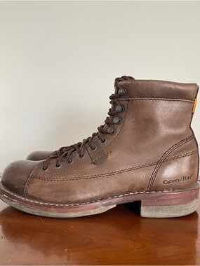 Caterpillar Brown Leather Lace-Up Work Boots